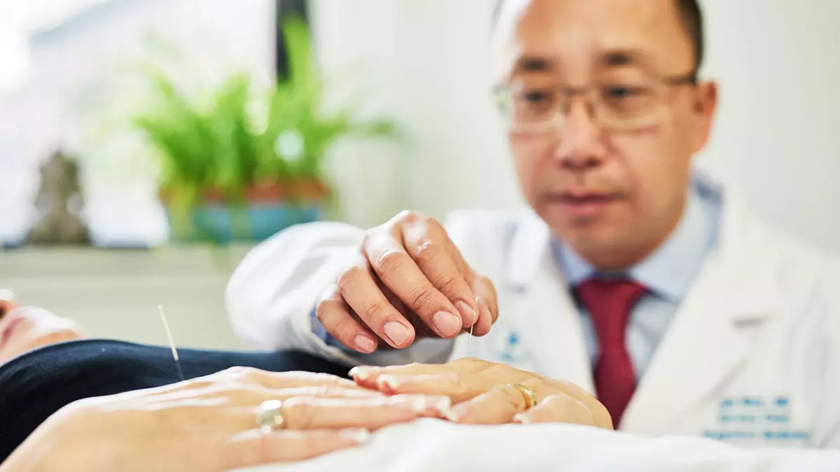 Patient receiving acupuncture