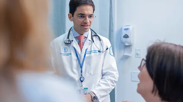 Thoracic Medical Oncologist Dr. Fernando Santini in Patient Consultation