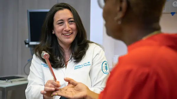 Neuro-oncologist Dr. Jacqueline Stone with Patient